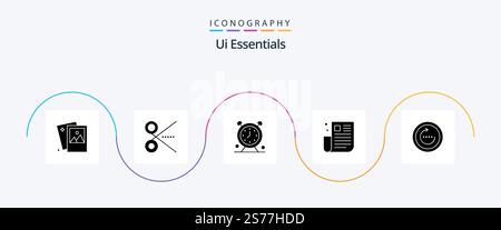 Ui Essentials Glyph 5 Icon Pack Including newspaper. interface. tool. timer. schedule Stock Vector