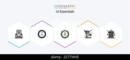 Ui Essentials 25 FilledLine icon pack including application. add. interface. round. interface Stock Vector