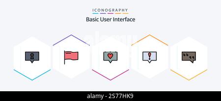 Basic 25 FilledLine icon pack including . . message. quote. bubble Stock Vector