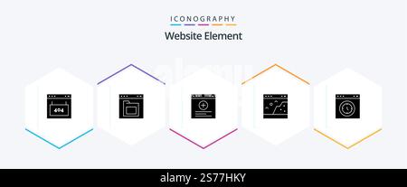 Website Element 25 Glyph icon pack including picture. page. folder. interface. website Stock Vector