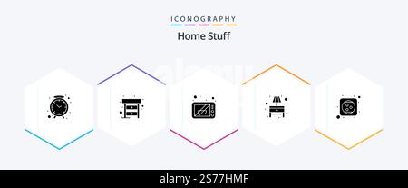 Home Stuff 25 Glyph icon pack including extension. electronics. table lamp. bulb Stock Vector