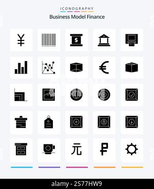 Creative Finance 25 Glyph Solid Black icon pack  Such As box. chart. bank. analytics. card Stock Vector