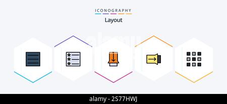 Layout 25 FilledLine icon pack including . thumbnails. Stock Vector