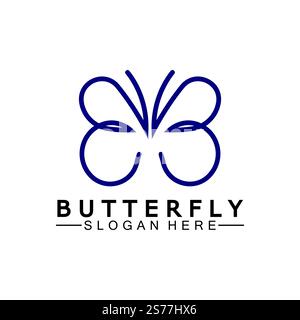 Simple Butterfly monoline logo-Vector illustration Stock Vector