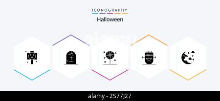 Halloween 25 Glyph icon pack including cloud. halloween. religion. horror. sweet Stock Vector