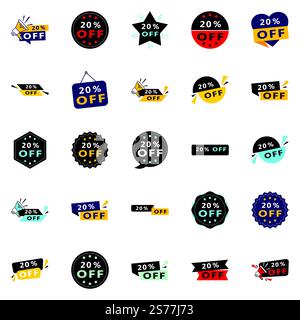 25 Eye-Catching Sale Banners: 20% Off in a Variety of Styles Stock Vector