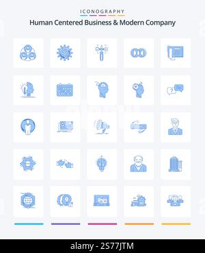 Creative Human Centered Business And Modern Company 25 Blue icon pack  Such As telephone. duplicate. setting. dual. coin Stock Vector