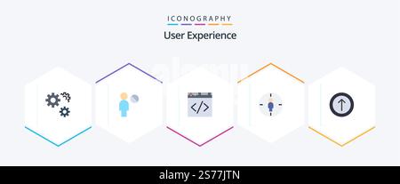 User Experience 25 Flat icon pack including ui. upload. web. target. male Stock Vector