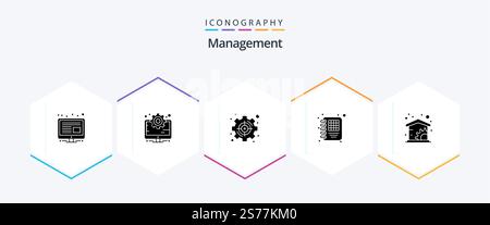 Management 25 Glyph icon pack including management. economics. management. management. business Stock Vector