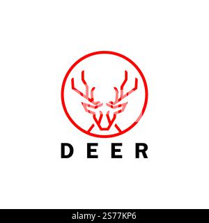 Deer monoline logo design vector template Stock Vector