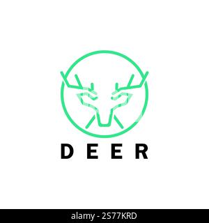 Deer monoline logo design vector template Stock Vector