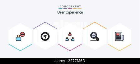User Experience 25 FilledLine icon pack including sheet. zoom. network. search less. magnify Stock Vector