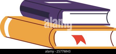 Textbook pile, isolated school or university books for learning and studying. Obtaining knowledge and educating, lessons and classes, disciplines and publications for help. Vector in flat style. School textbook, education and lessons studies Stock Vector