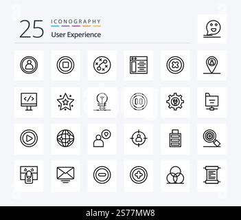 User Experience 25 Line icon pack including . web page . web . virus Stock Vector