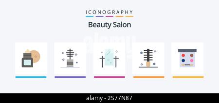 Beauty Salon Flat 5 Icon Pack Including female. beauty. makeup. reflection. grooming. Creative Icons Design Stock Vector