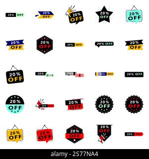 25 Eye-Catching Sale Banners: 20% Off in a Variety of Styles Stock Vector