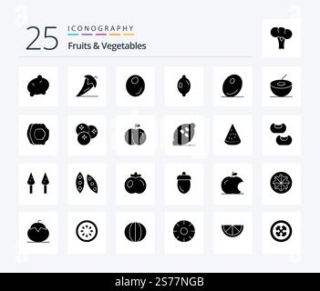Fruits and Vegetables 25 Glyph icon pack including . . pumpkin. wheat ...