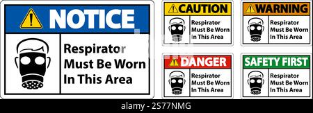 Respirators Must Be Worn In This Area Signs Stock Vector