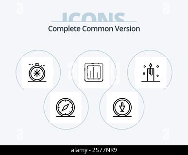 Complete Common Version Line Icon Pack 5 Icon Design. save. down. tool. arrow. network Stock Vector