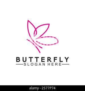 Simple Butterfly monoline logo-Vector illustration Stock Vector