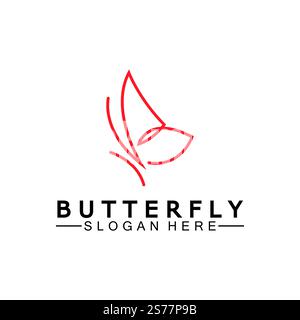 Simple Butterfly monoline logo-Vector illustration Stock Vector