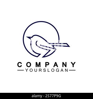 Line art bird logo vector illustration design  minimalist bird icon symbol Stock Vector