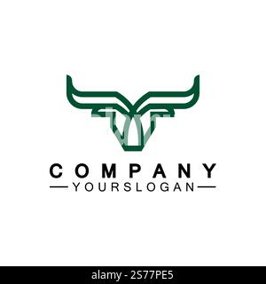 Bull monoline logo design vector template Stock Vector