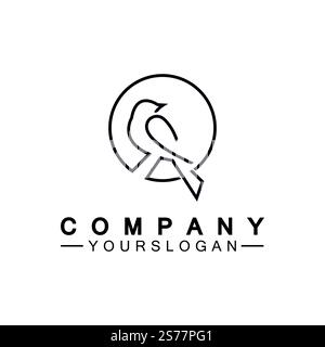Line art bird logo vector illustration design  minimalist bird icon symbol Stock Vector