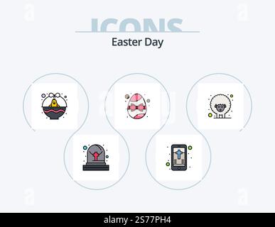 Easter Line Filled Icon Pack 5 Icon Design. easter. nature. flag. easter. buds Stock Vector