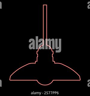 Neon chandelier Plafond hanging lamp red color vector illustration image flat style light. Neon chandelier Plafond hanging lamp red color vector illustration image flat style Stock Vector