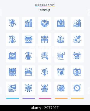 Creative Startup 25 Blue icon pack  Such As increase. startup. growth. speedup. boost Stock Vector