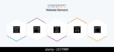 Website Element 25 Glyph icon pack including website. secure. web. page. website Stock Vector