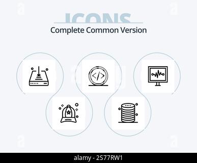 Complete Common Version Line Icon Pack 5 Icon Design. fashion. cap. water. accessories. file Stock Vector