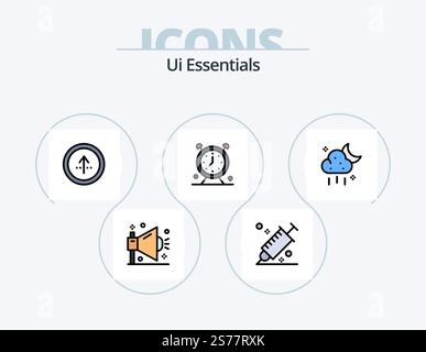 Ui Essentials Line Filled Icon Pack 5 Icon Design. search. minus. interface. magnifier. day Stock Vector