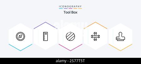 Tools 25 Line icon pack including . wrench. Stock Vector