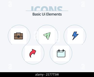 Basic Ui Elements Line Filled Icon Pack 5 Icon Design. pin. natural. watch. sleep . moon Stock Vector