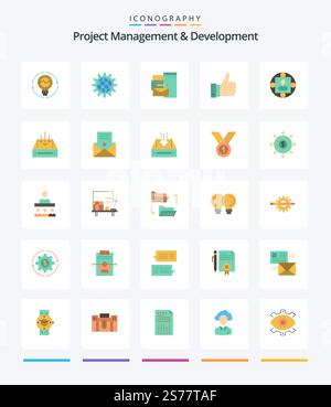 Creative Project Management And Development 25 Flat icon pack  Such As corporate. branding. business. advertising. work Stock Vector