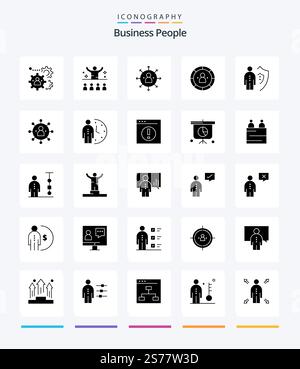 Creative Business People 25 Glyph Solid Black icon pack  Such As efficiency. chart. motivation. opportunity. employee Stock Vector