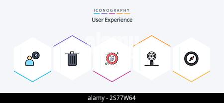 User Experience 25 FilledLine icon pack including search. development. trash. coding. program Stock Vector