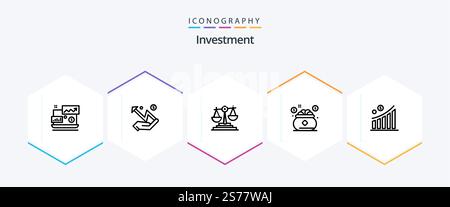 Investment 25 Line icon pack including business. save. balance. money. insurance Stock Vector