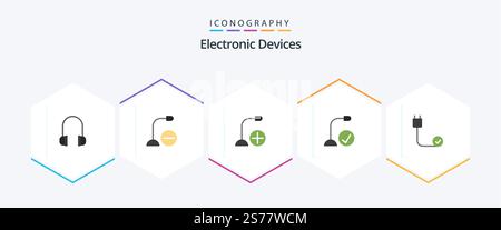 Devices 25 Flat icon pack including hardware. devices. add. connected. hardware Stock Vector