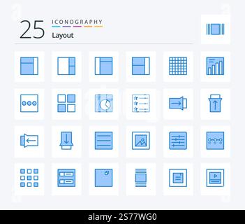Layout 25 Blue Color icon pack including hamburger. slide. thumbnails. gesture. layout Stock Vector