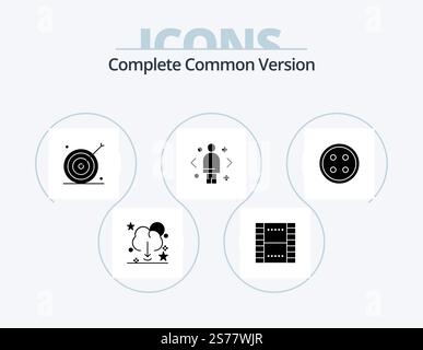 Complete Common Version Glyph Icon Pack 5 Icon Design. direction. compare. ux. business. marketing Stock Vector