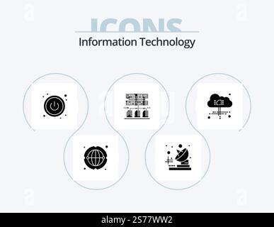 Information Technology Glyph Icon Pack 5 Icon Design. . . switch. power. cloud Stock Vector