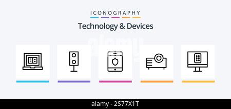 Devices Line 5 Icon Pack Including kit. devices. devices. walkie. radio. Creative Icons Design Stock Vector