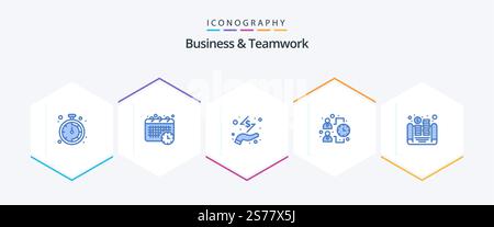 Business And Teamwork 25 Blue icon pack including money. cash. cash. work. effectiveness Stock Vector