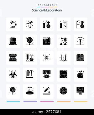 Creative Science 25 Glyph Solid Black icon pack  Such As chemical. swing. chemistry. physics. gravity Stock Vector