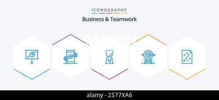 Business And Teamwork 25 Blue icon pack including goal. business. video. outline Stock Vector