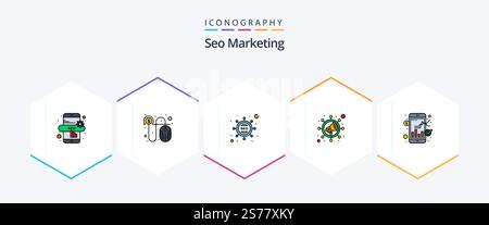 Seo Marketing 25 FilledLine icon pack including . stock. seo. market. viral Stock Vector