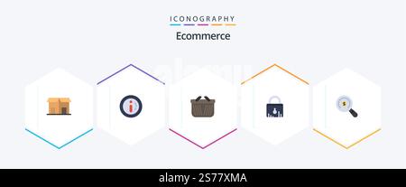 Ecommerce 25 Flat icon pack including market. shopping. basket. ecommerce. lock Stock Vector